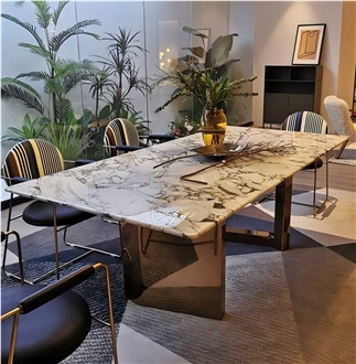 Oreo Grey Marble Dining Table Top