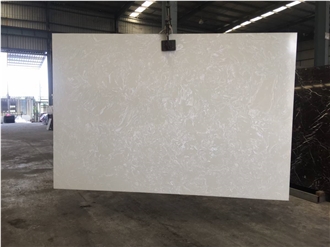 Engineering Stone Beige Quartz Slabs, Tiles For Wall Floor