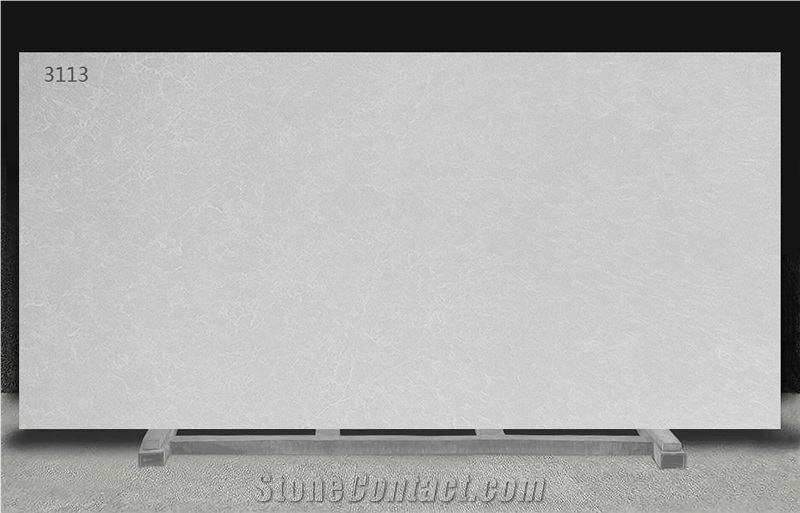 High Polished Surface Solid White Artificial Quartz Slabs
