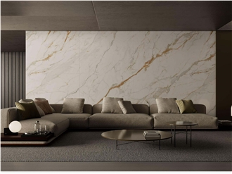 China Calacatta Gold White Glossy 12Mm Sintered Stone Slabs