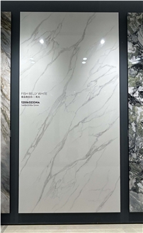 China Fish Belly White Glossy 12Mm Porcelain Slabs