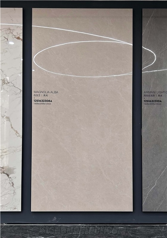 China Light Pearl White Glossy 12Mm Porcelain Slabs