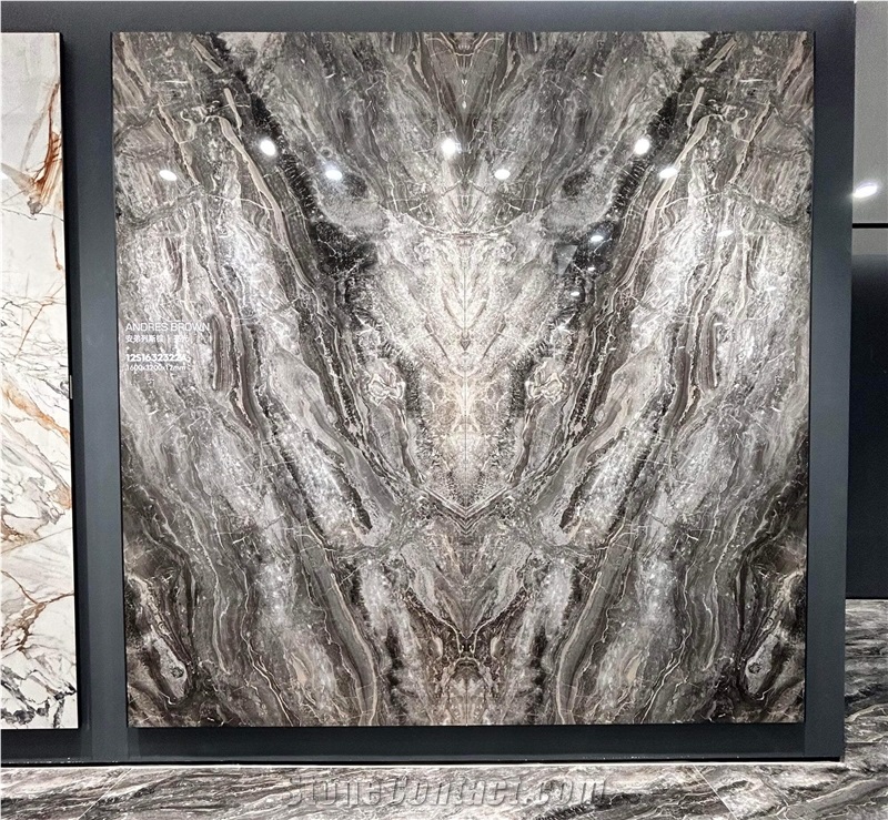 China Sequoia Brown Brown Glossy 12Mm Sintered Stone Slabs