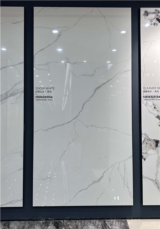 China SNOW WHITE Polished 12Mm Porcelain Slabs