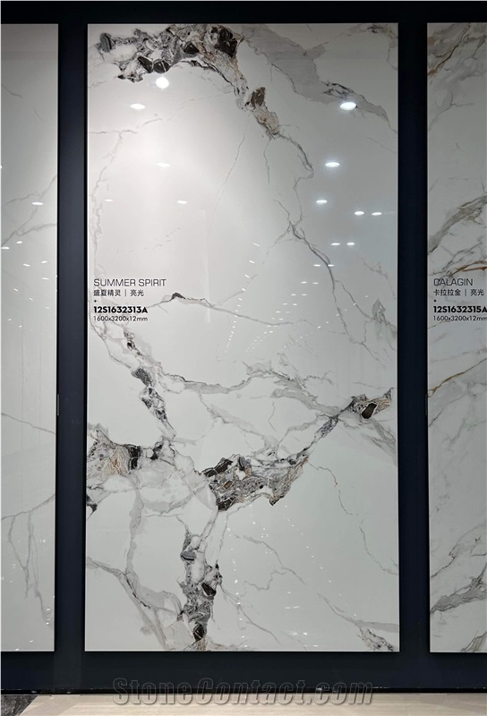 Chinese Arabescato Gold White Polished 12Mm Porcelain Tiles