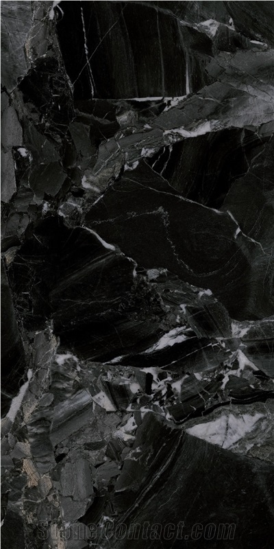 Chinese Black White Black Polished 12Mm Sintered Stone Tiles