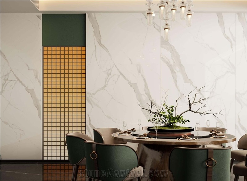 Chinese Glacier White Glossy 12Mm Sintered Stone Tiles