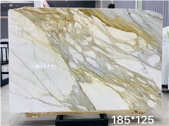 Italy Calacatta Vagli Gold Marble Slab Book Matching Tiles
