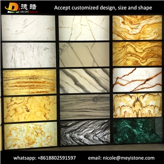 Translucent Stone Backlit Onyx Solid Surface Slabs