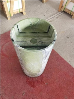 Polished Shangrila Green Marble Pedestal Basin