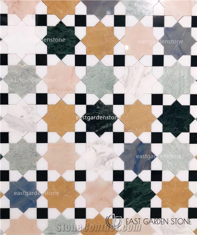 Art Deco Design Malta Marble Mosaic Tiles For Wall & Floor