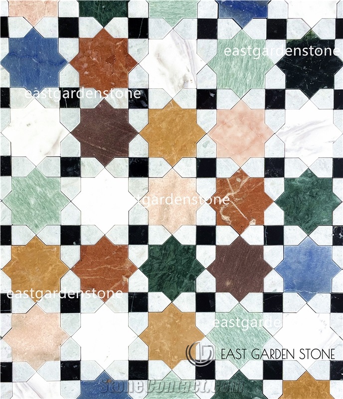 Art Deco Design Malta Marble Mosaic Tiles For Wall & Floor