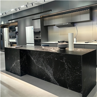 Fendi Black Sintered Stone Kitchen Countertop
