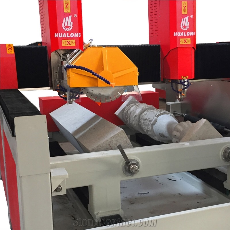 4 Axis Marble Router Equipment Stone Column CNC Carving Machine
