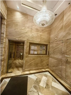 Crema Cappuccino Marble Slab Pattern For Wall Decoration