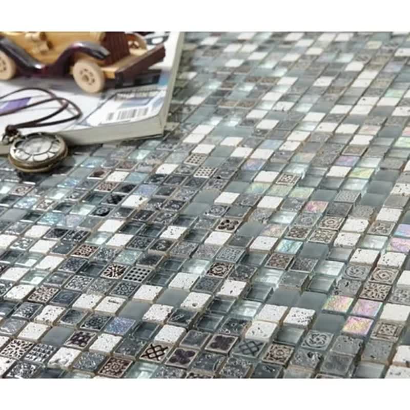 Popular Polished Grey Stone Glass Marble Mosaics Tiles