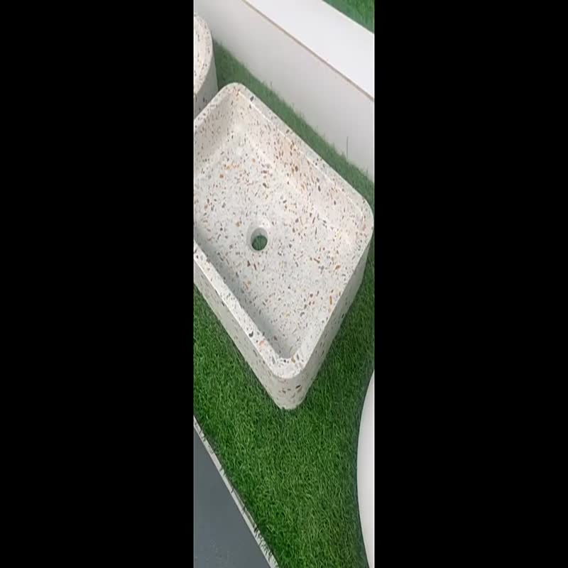 Terrazzo Stone Bathroom Basin Sink Modern Design For Hotel