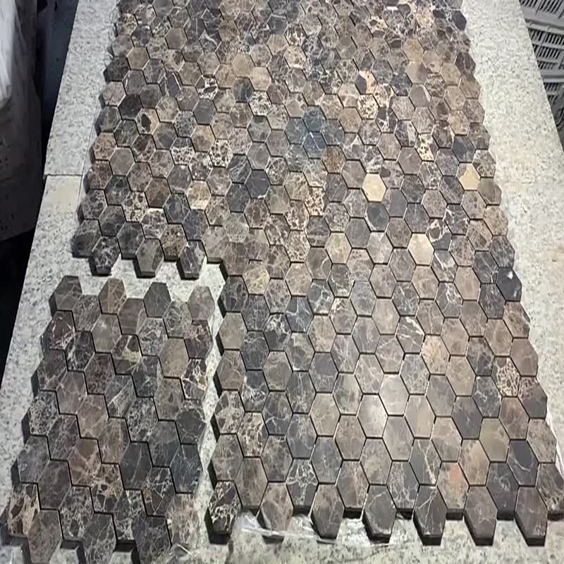 Cheap Price Dark Brown Marble Hexagonal Mosaic Tile