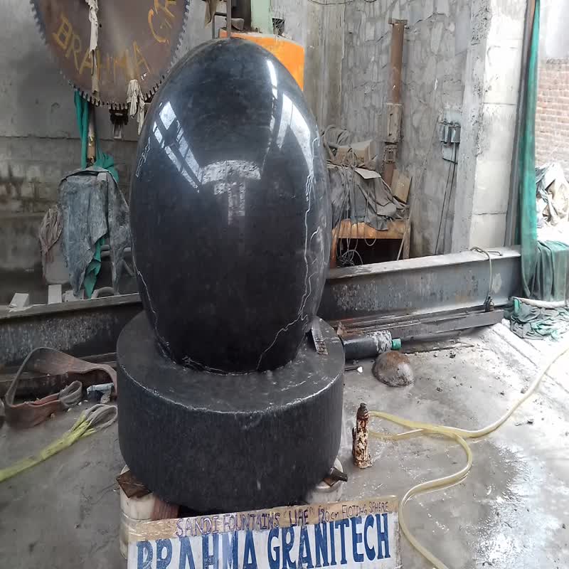 Polished Granite Floating Sphere , Black Granite Fountain