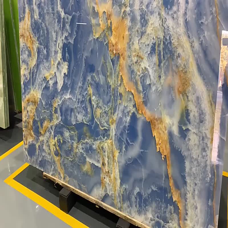 China Wholesale Background Wall Light Blue Onyx Slabs