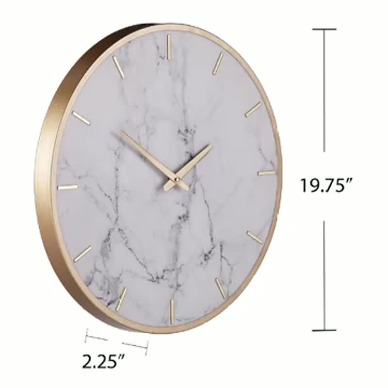 Modern Style Golden Side White 19" Marble Wall Clock