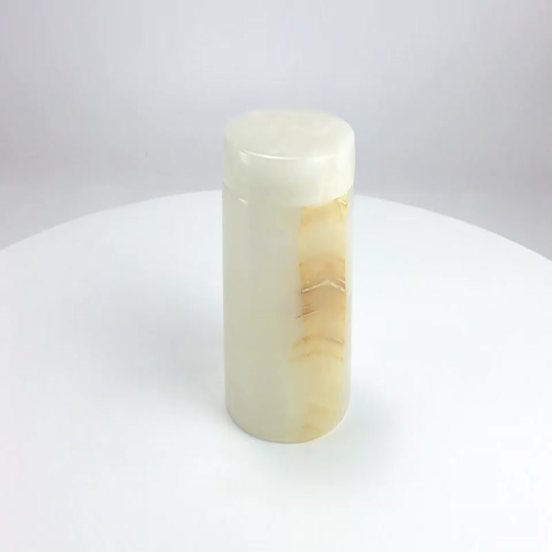 Natural Stone Onyx Candle Jar With Lid For Wedding