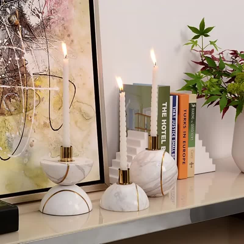 Quality Natural Marble White Candle Jar Tabletop Candlestick