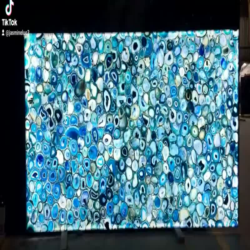 Luxury Blue Agate Gemstone Wall Panel Slab Wall Tiles