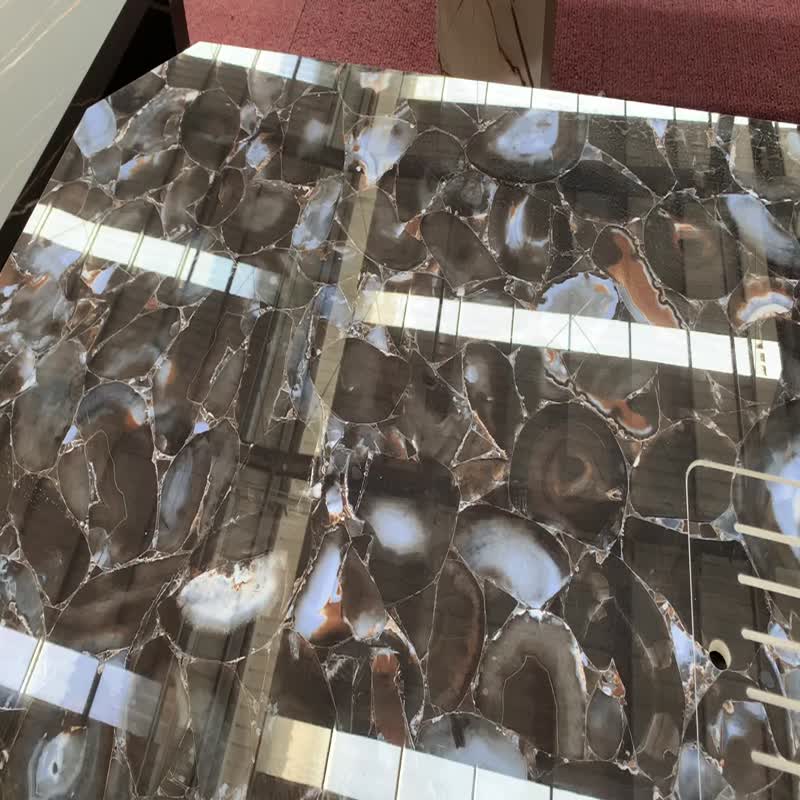 Luxury Sintered Stone Brown Agate Stone Table For Home Decor