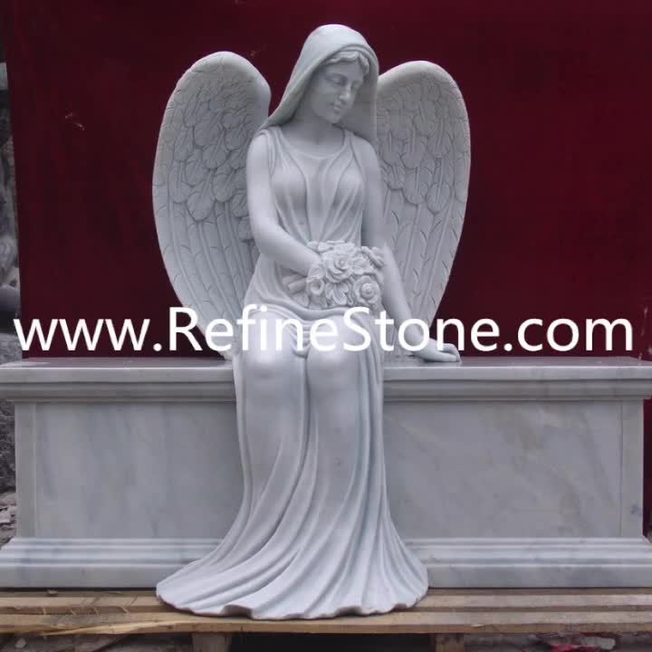 Granite Style Double Heart Shaped Angel Headstone Gravestone