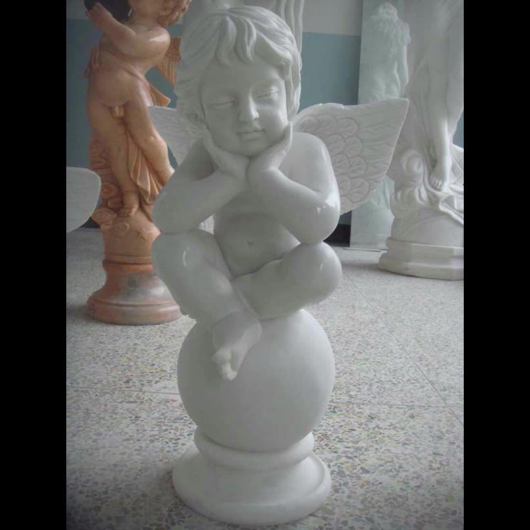High Quality Natural Marble Stone Little Angel Sculpture