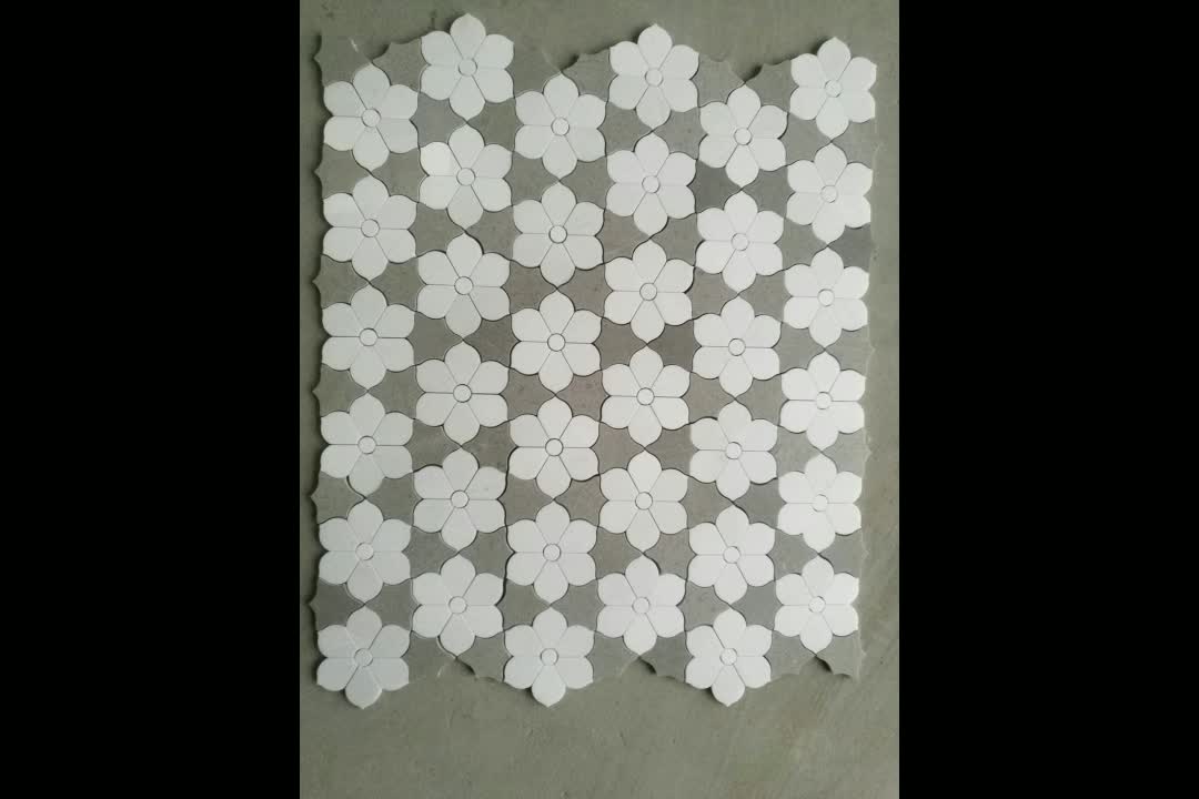 Mixed Colors White Marble Mosaic Bathroom Tiles
