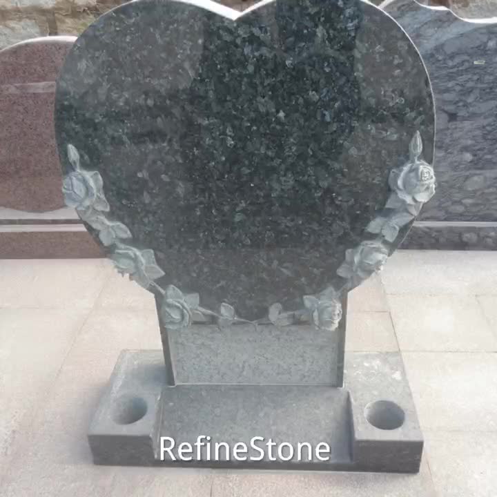 Memorial Black Granite Angel Statue Love Tombstone Headstone