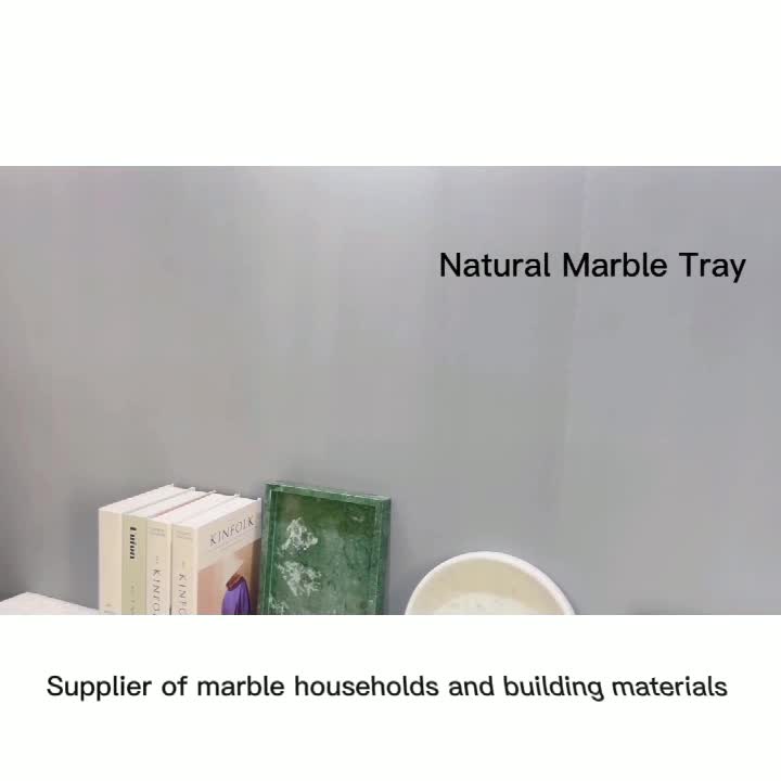UNION DECO Natural Marble Vanity Tray Cosmetics Jewelry Tray
