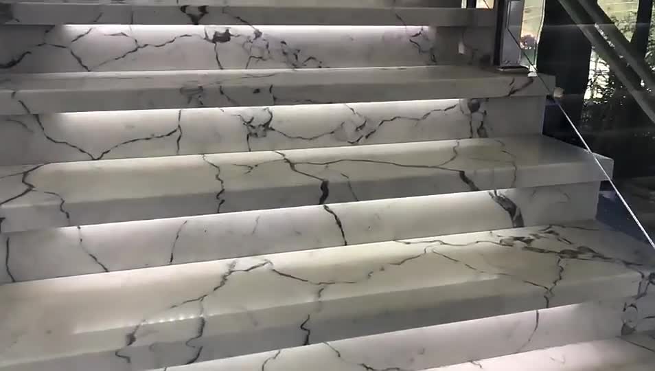 Yunfu Factory Artificial Calacatta White Quartz Stairs