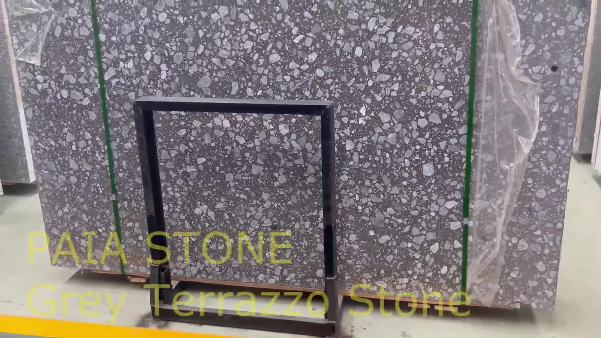 Artificial Polished Grey Terrazzo Stone Slabs For Floor Wall