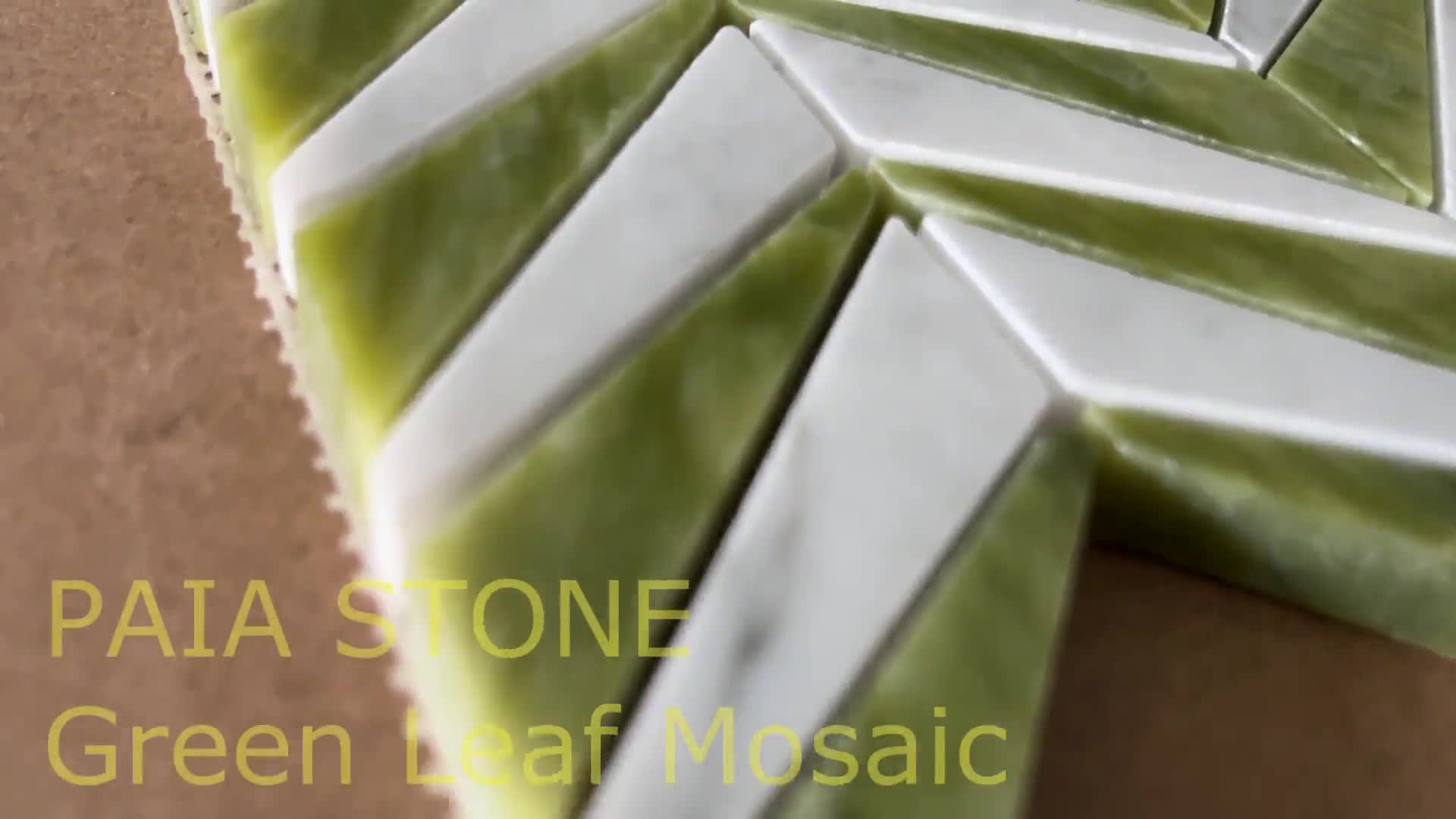 Natural Green Marble Leaf Mosaic Tiles For Backsplash Wall
