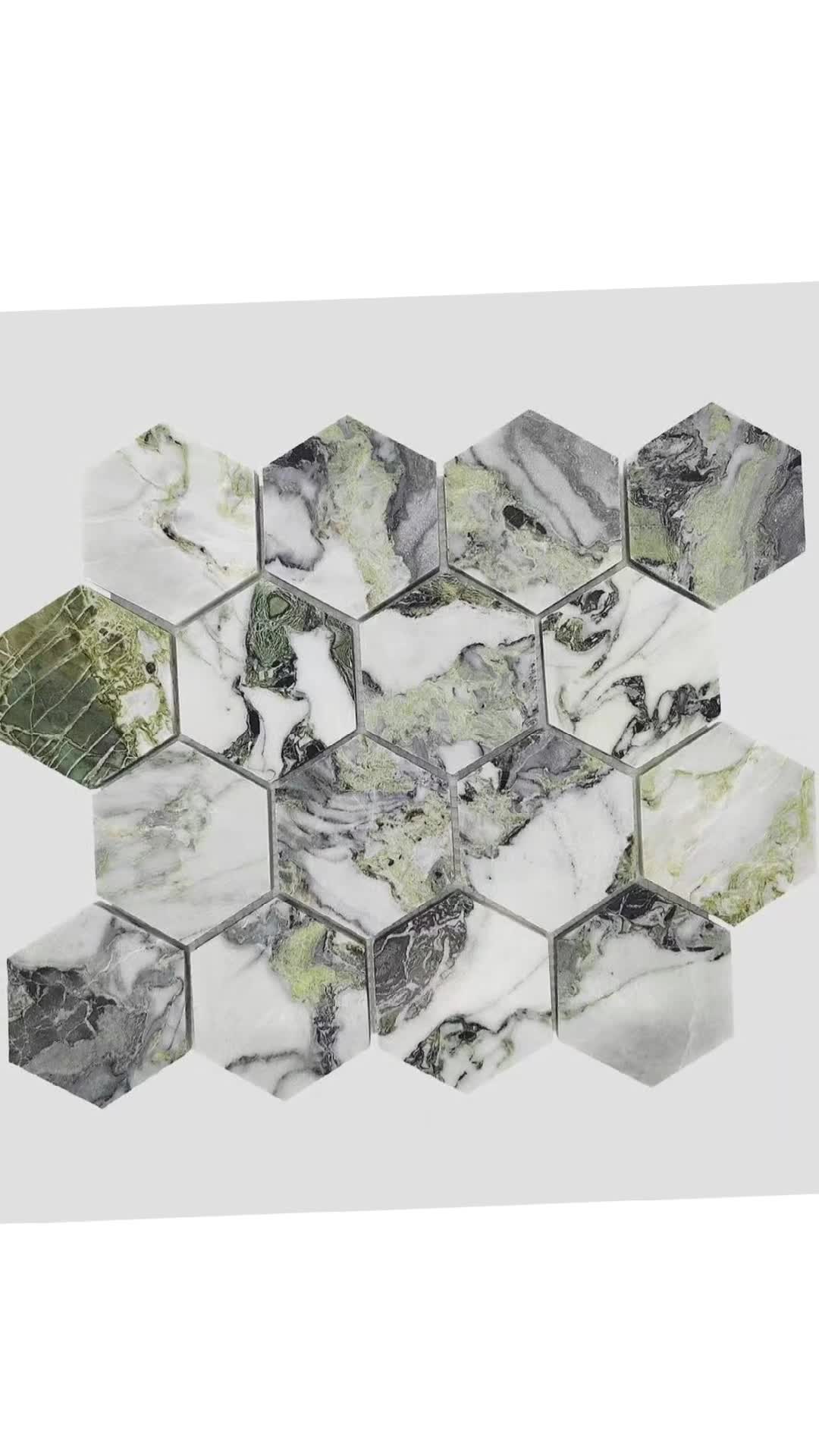 Customized Morden Design Ice Jade Green Marble Mosaic Tiles
