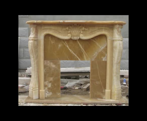 Beige Onyx Carved Stone Fireplace Decorative Fireplaces