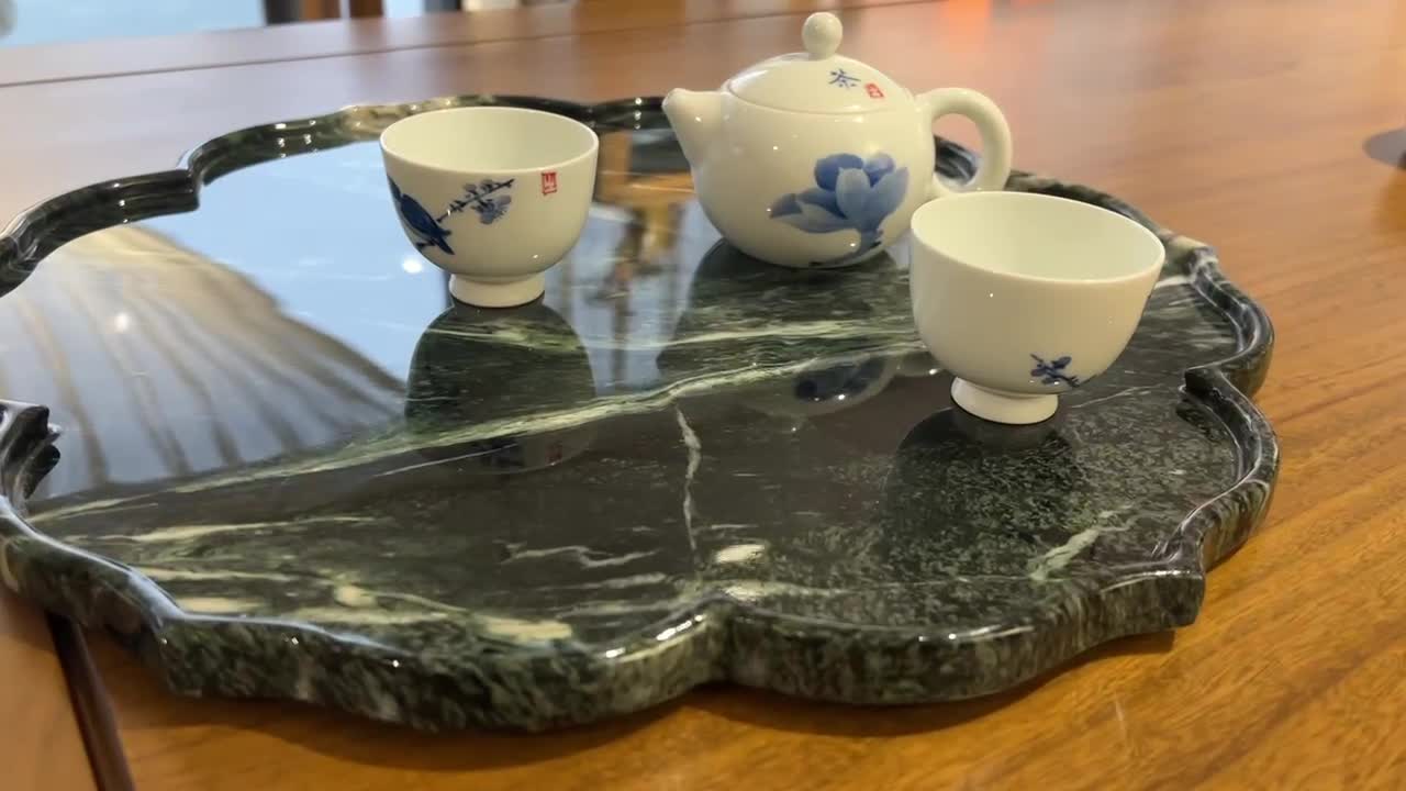 Prada Green Marble Flower Plate Tea Tray Kitchen Utensil