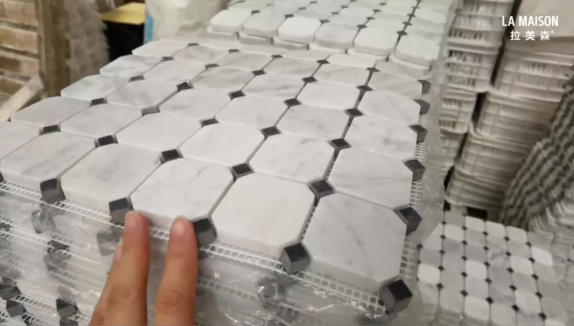 Bianco Carrara Marble Honed Square Wall Mosaic Tile