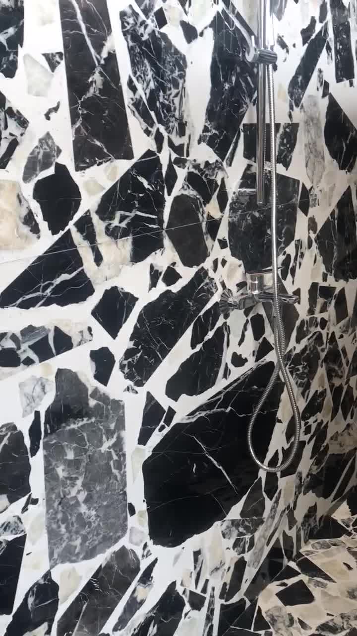 Large Aggregate Black Customized Bathroom  Terrazzo Slabs