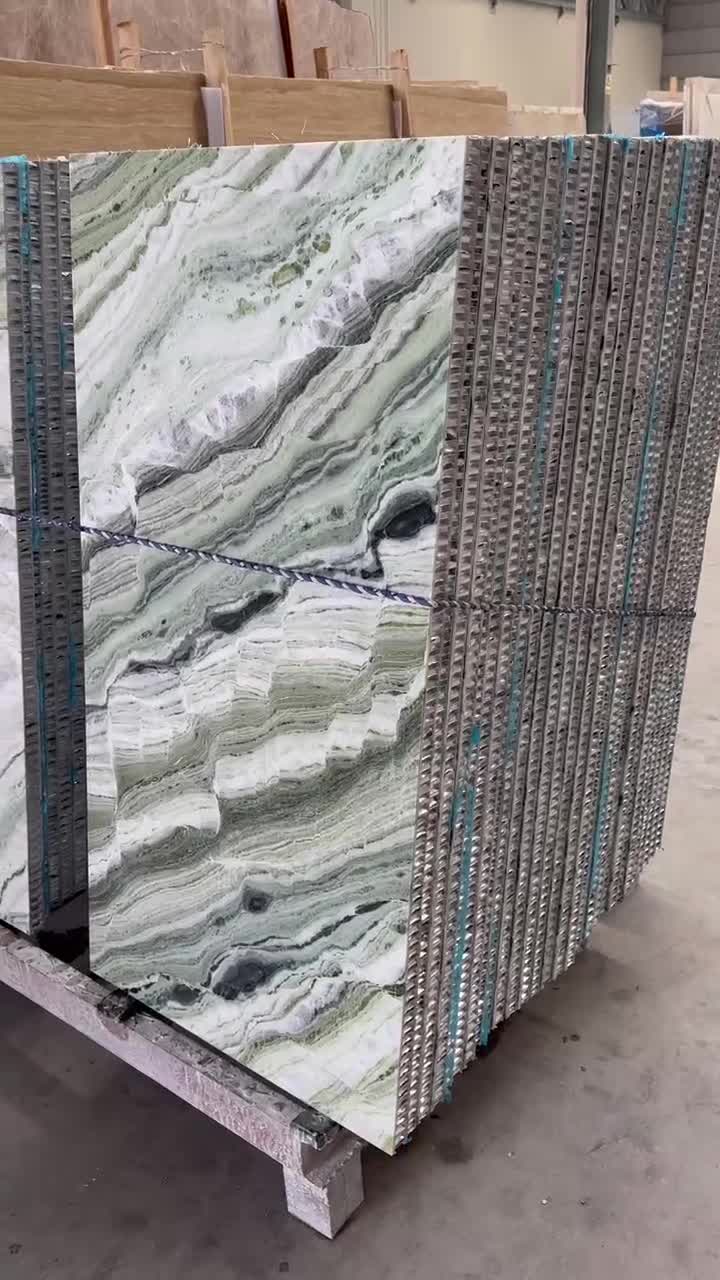 Ice Stone Green Marble Tile Laminated Wih Honeycomb Backing