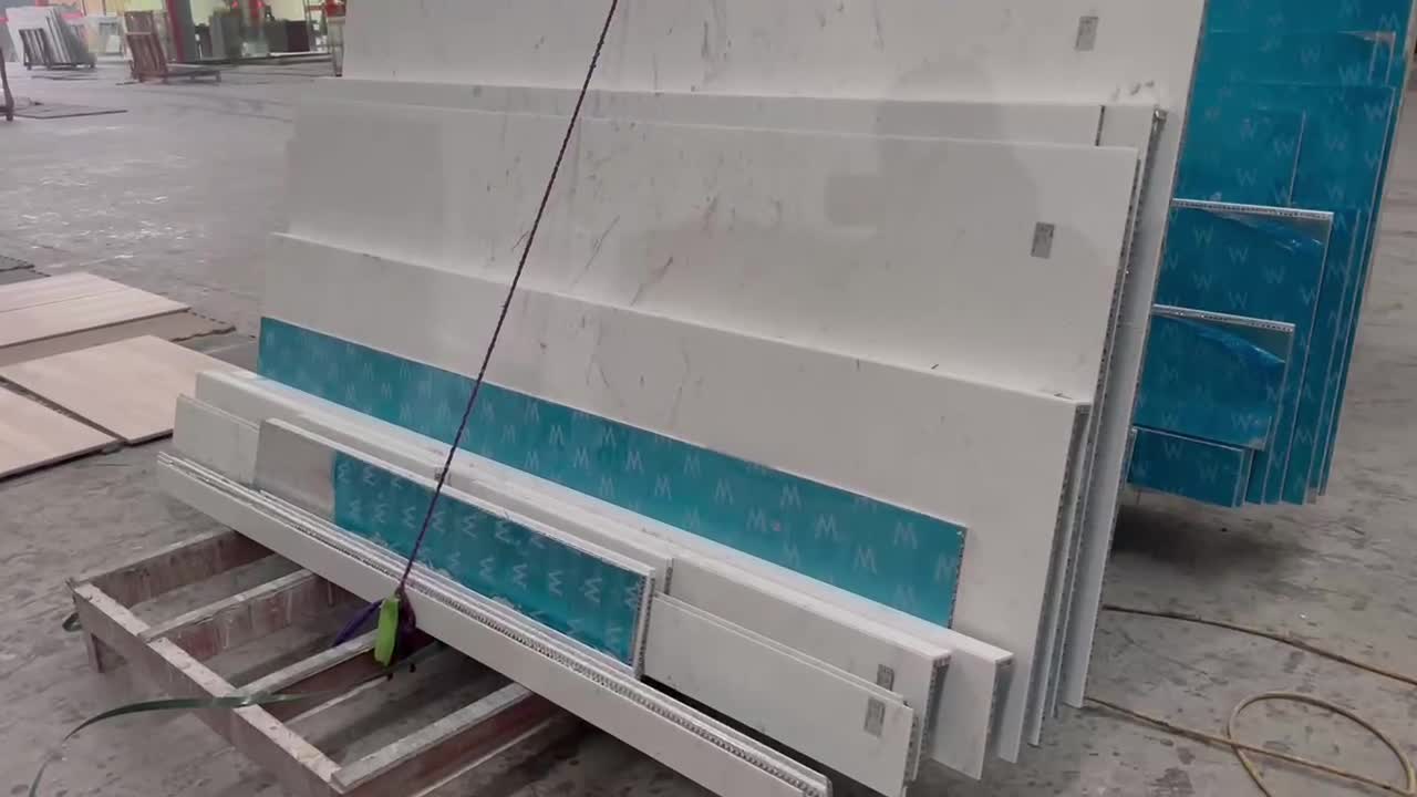 White Ariston Marble Slab Tile Laminated Honeycomb Backing