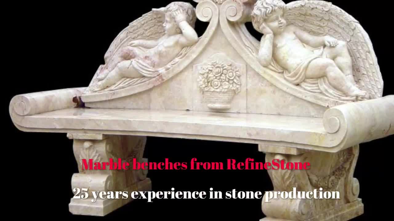 Customized Design Carved Marble Bench Seat Garden Bench