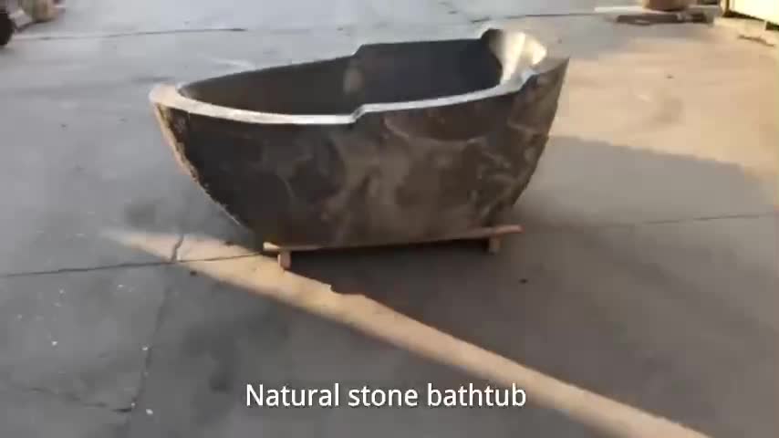 Freestanding Natural Solid Stone Soaking River Stone Bathtub