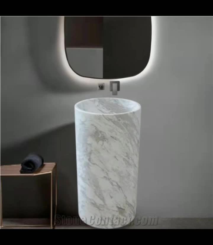 Volakas White Marble Bathroom Rectangle Sink