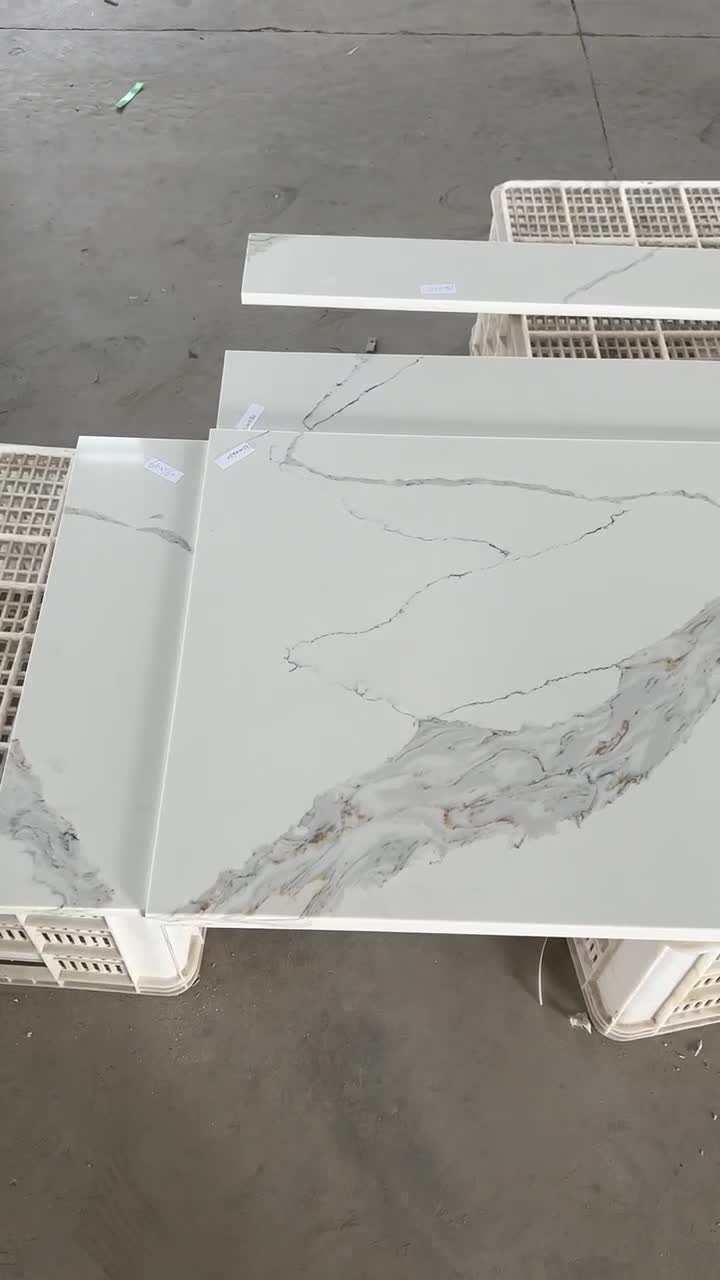 Calacatta White Artificial Quartz Stone Kitchen Countertop