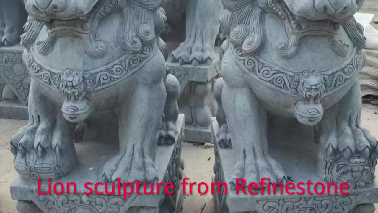 Antique Chinese Style Temple Lion  Sculpture For Landscape