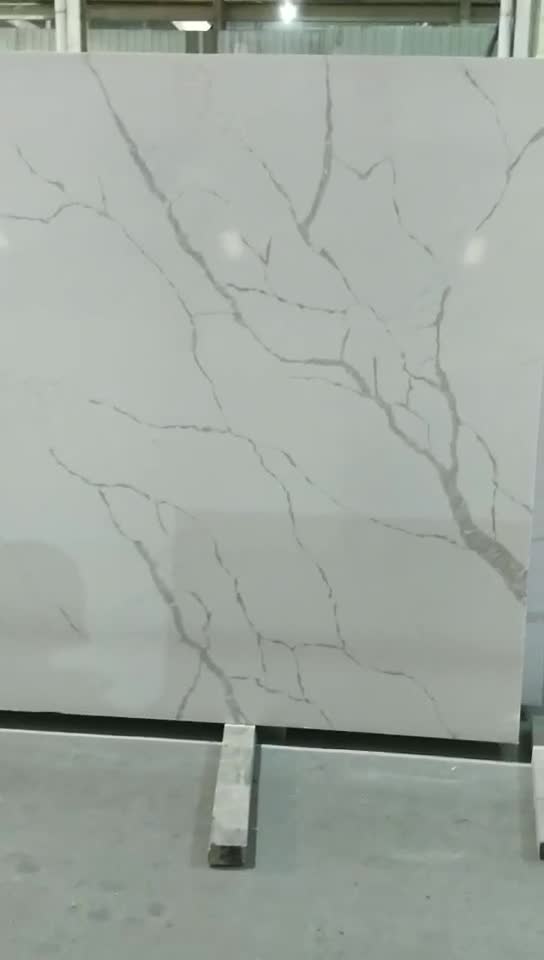 White Calacatta Flutter Quart Slab Artificial Stone Slabs